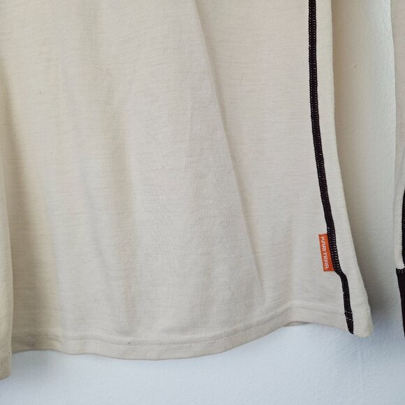 Kari Traa Lokke Half Zip Base Layer Pullover Top Sz L Ivory Burgundy Fair Isle‎ - Picture 9 of 9